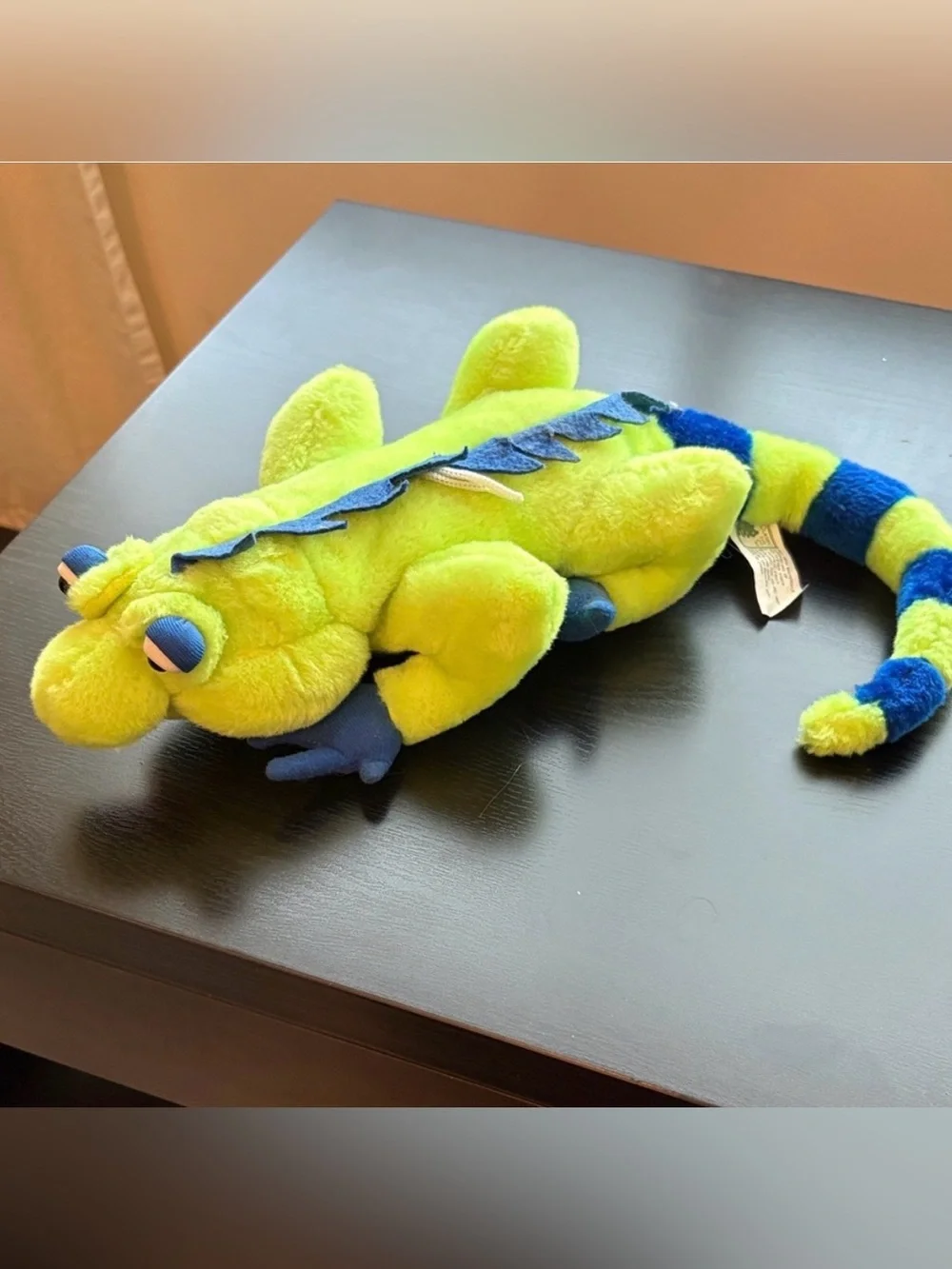 Bright Plush Green and Blue Iguana Toy
